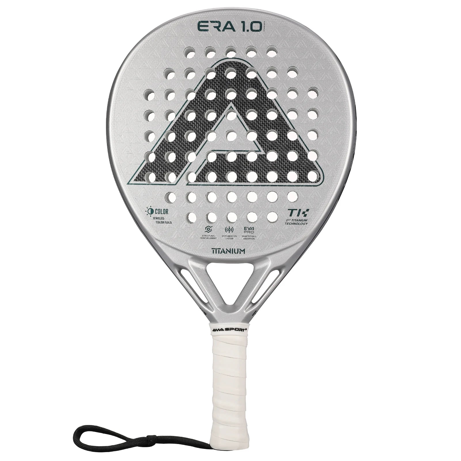 1St Titanium Silver Surface Padel Racket with Precision Holes,Intelligence Rebound Cork High-Performance Pala De Padel