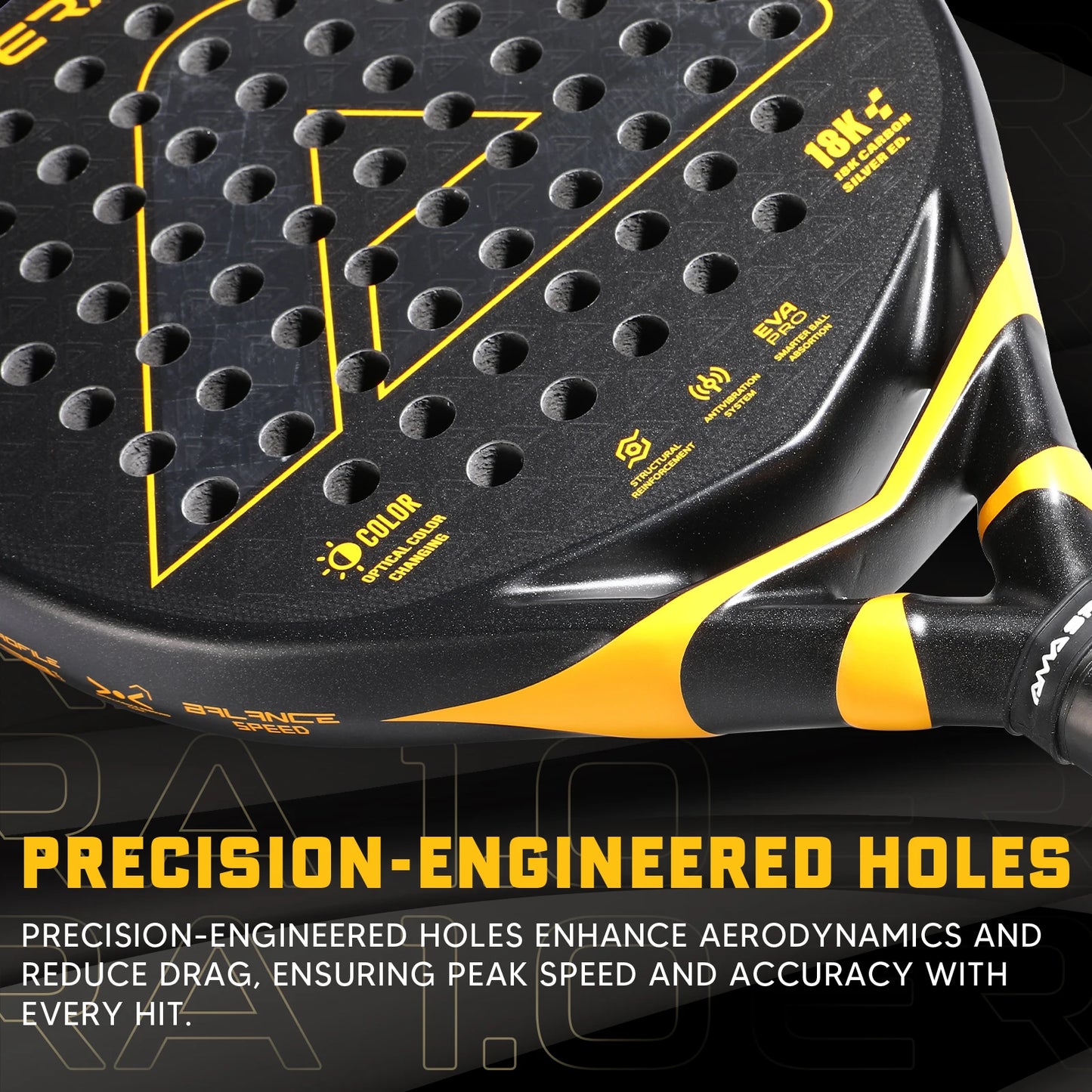 18K Carbon Silver Padel Racket with 3D Textured Surface,Smartstrap Technology Padel for Spin,Advanced Pala De Padel