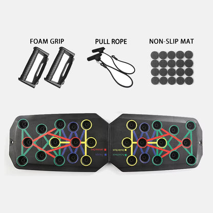 Portable Foldable Push-Up Board with Handles - Multifunctional Fitness Equipment for Comprehensive Chest, Abdomen, Arms, and Back Training