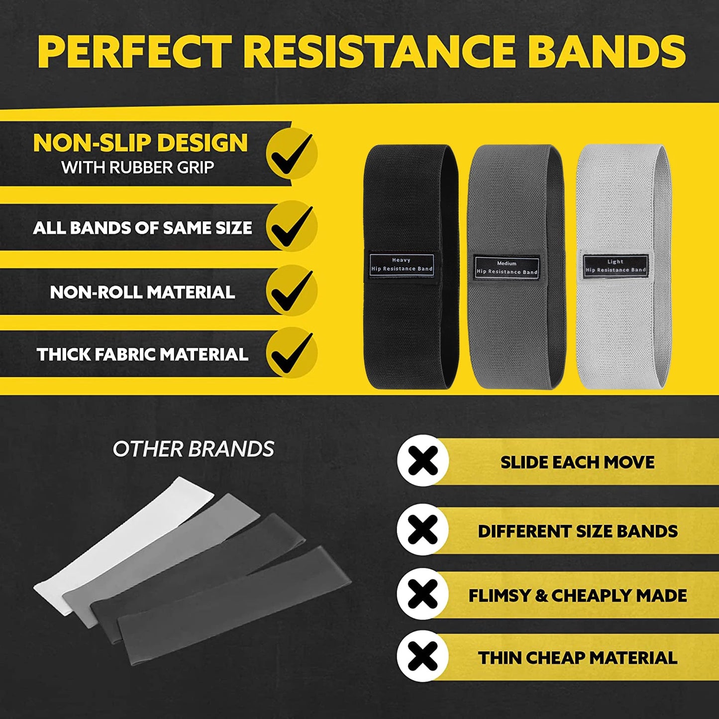 Fabric Resistance Hip and Glute Bands - Elastic Workout Loops for Squats and Stretching - Fitness Equipment for Yoga and Gym