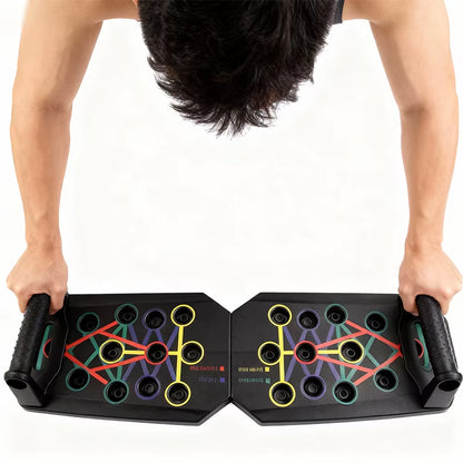 Portable Foldable Push-Up Board with Handles - Multifunctional Fitness Equipment for Comprehensive Chest, Abdomen, Arms, and Back Training