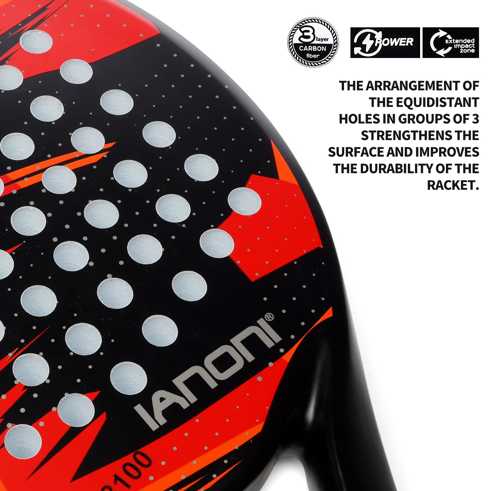 Padel Racket Carbon Fiber Surface with EVA Memory Flex Foam Core Padel Tennis Racquets Lightweight
