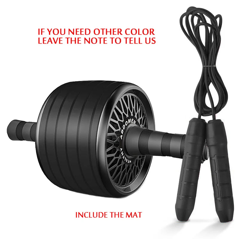 2-in-1 Silent Ab Roller and Jump Rope with Mat for Comprehensive Arm, Waist, and Leg Workouts - Gym Fitness Equipment