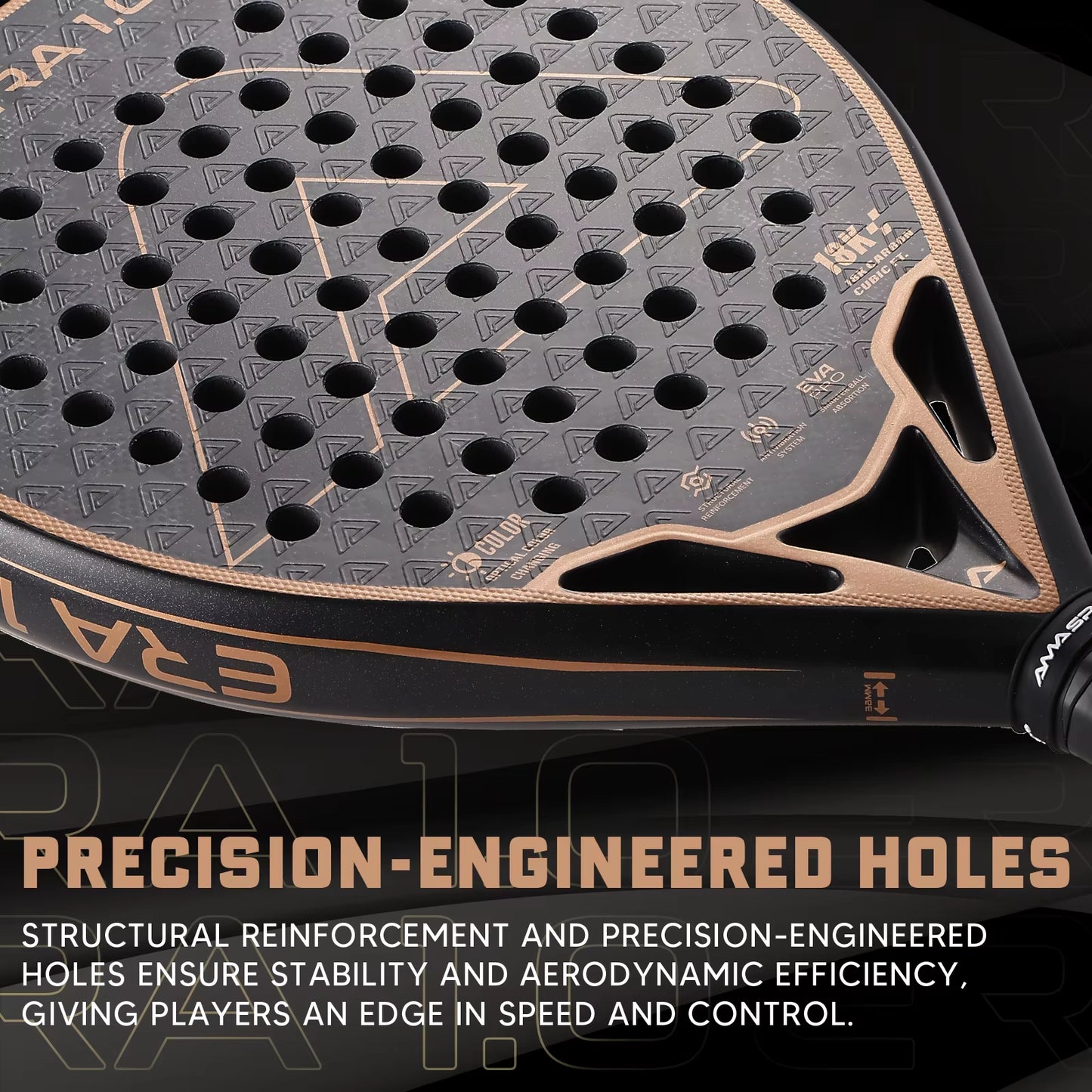 18K Carbon Cubic Padel Racket Diamond Shape with 3D-Textured Surface Smarter System for Enhanced Control Padel Racquet