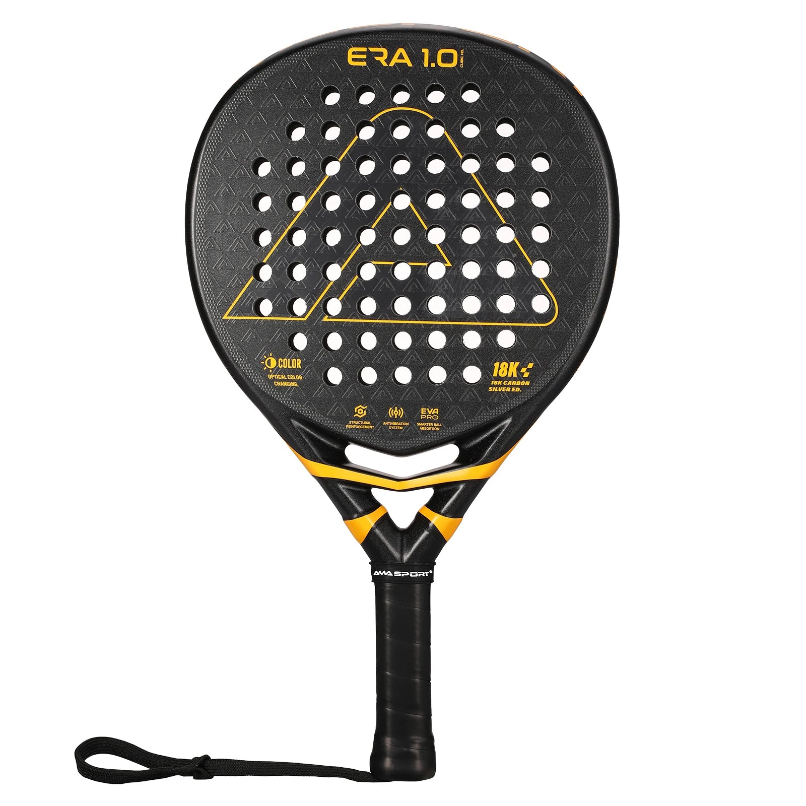 18K Carbon Silver Padel Racket with 3D Textured Surface,Smartstrap Technology Padel for Spin,Advanced Pala De Padel