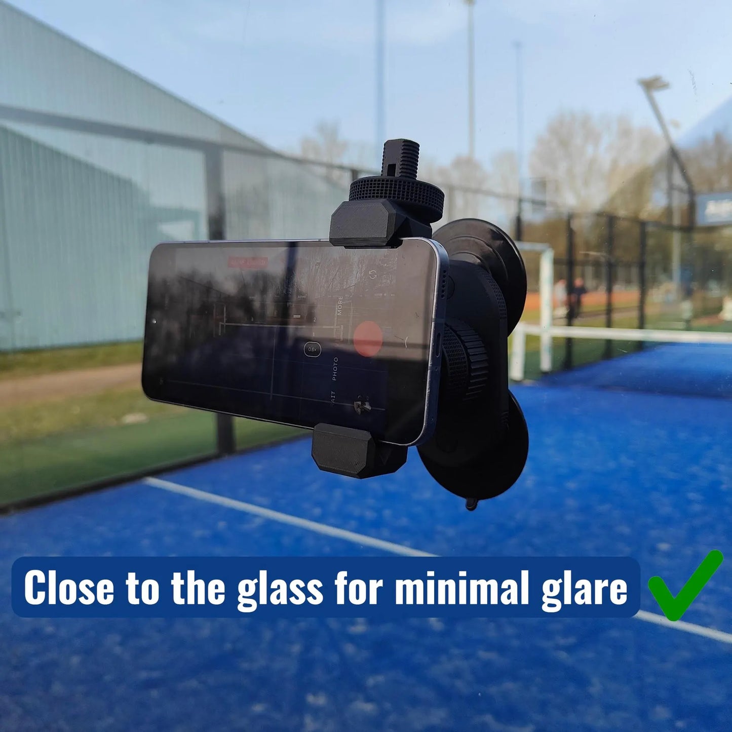 Padel Phone Mount for Recording Matches - 360 Degree Adjustable