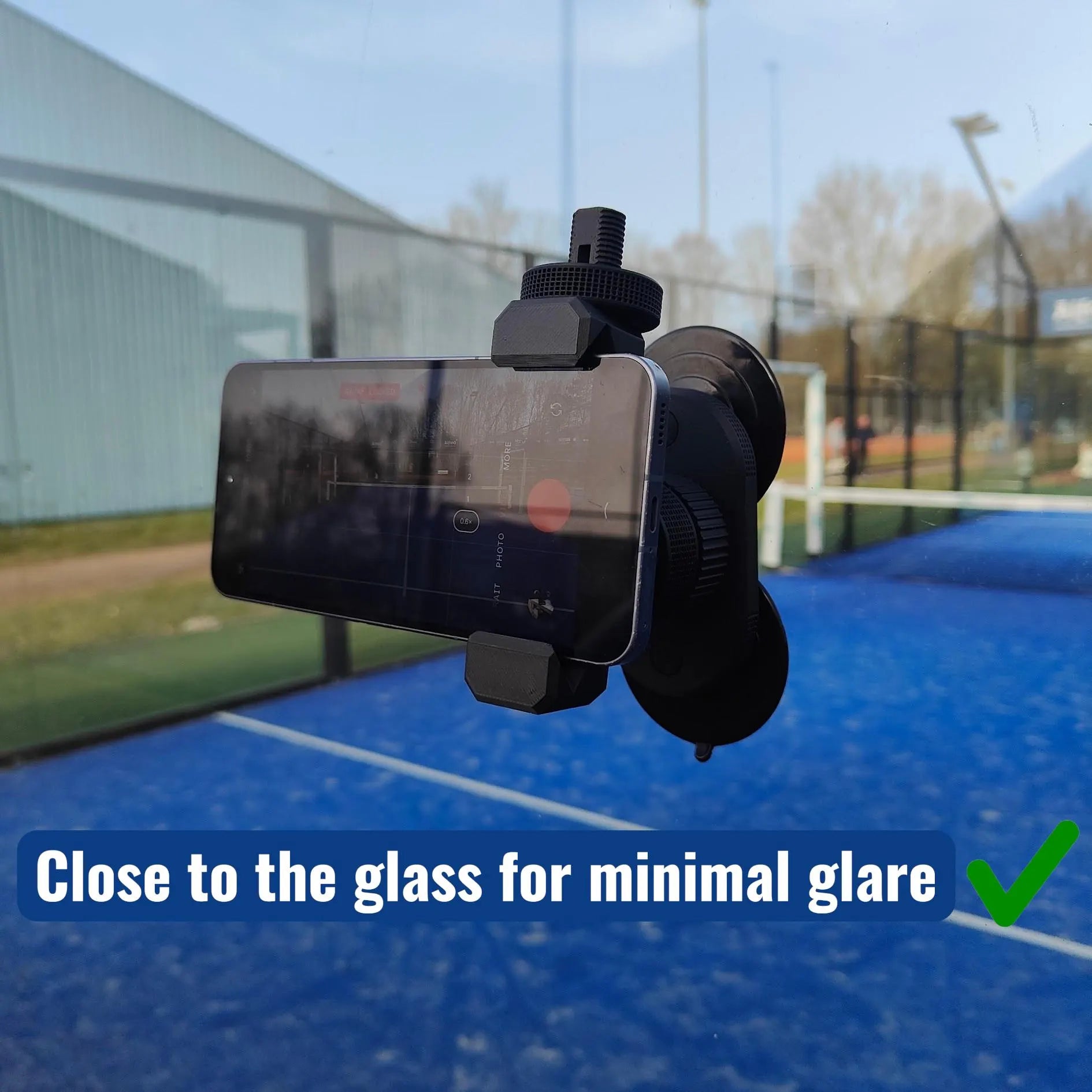 Padel Phone Mount for Recording Matches - 360 Degree Adjustable