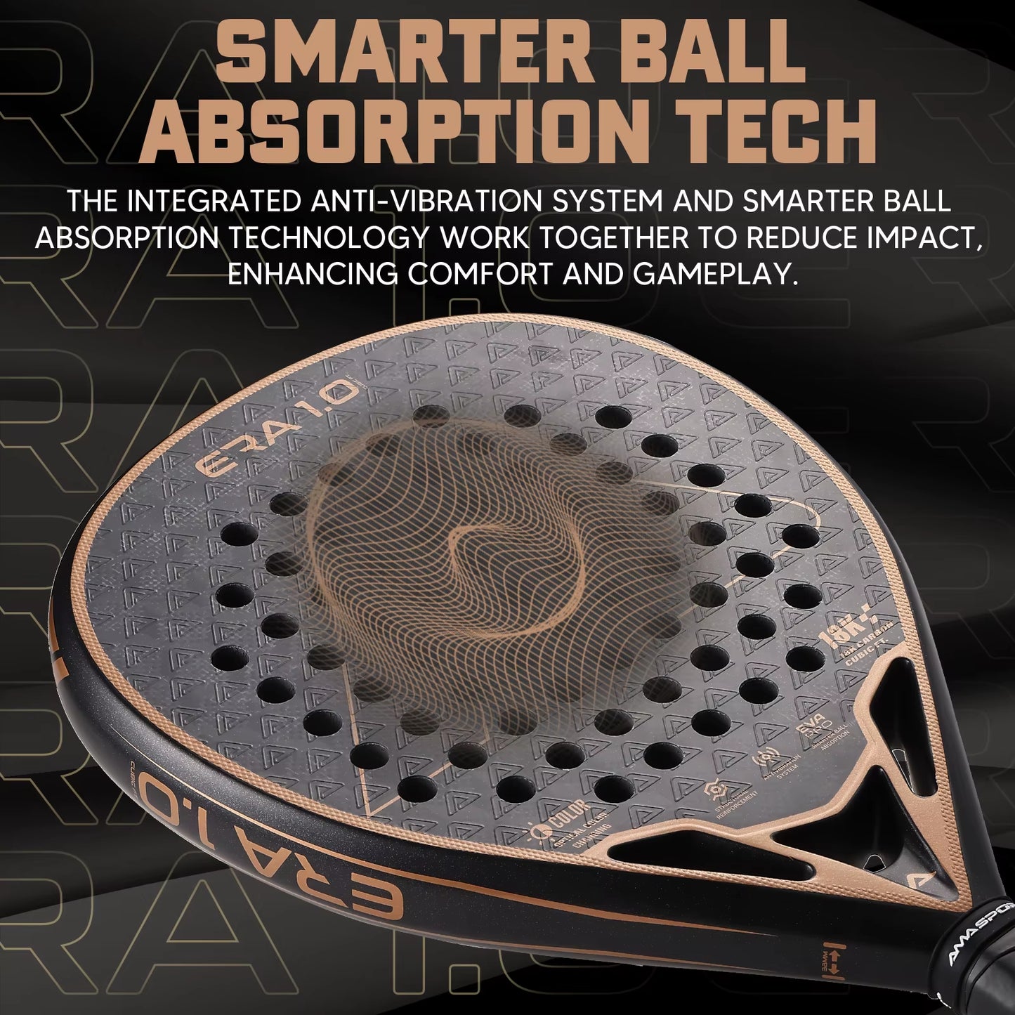 18K Carbon Cubic Padel Racket Diamond Shape with 3D-Textured Surface Smarter System for Enhanced Control Padel Racquet