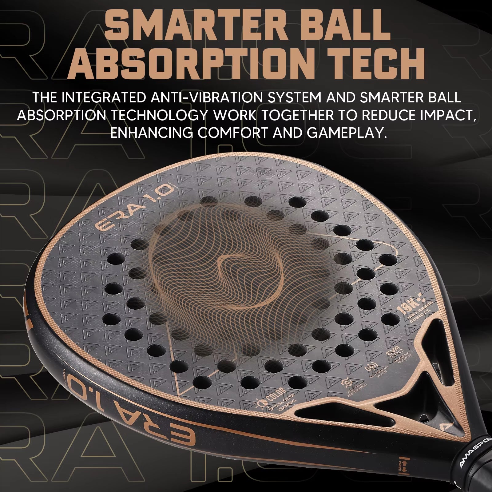 18K Carbon Cubic Padel Racket Diamond Shape with 3D-Textured Surface Smarter System for Enhanced Control Padel Racquet
