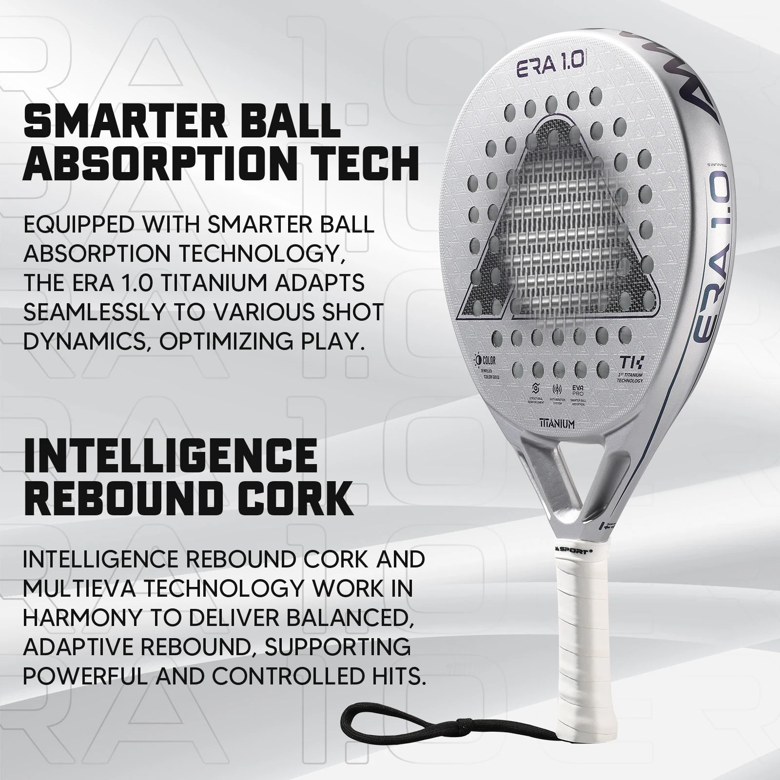 1St Titanium Silver Surface Padel Racket with Precision Holes,Intelligence Rebound Cork High-Performance Pala De Padel