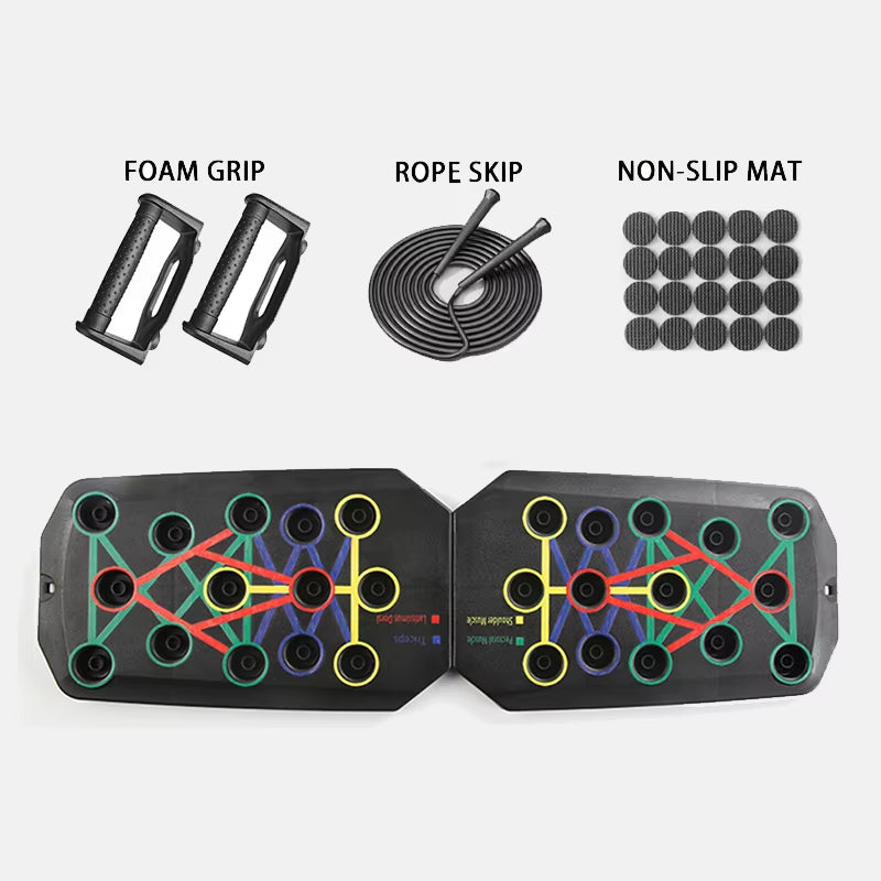 Portable Foldable Push-Up Board with Handles - Multifunctional Fitness Equipment for Comprehensive Chest, Abdomen, Arms, and Back Training