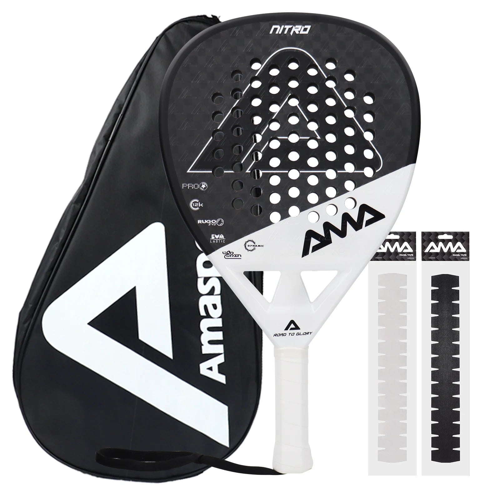 AMASPORT 12K/18K Carbon Fiber Padel Racket Tennis Soft EVA Padel Tennis Racquets for Sports Fitness and Outdoor Activities