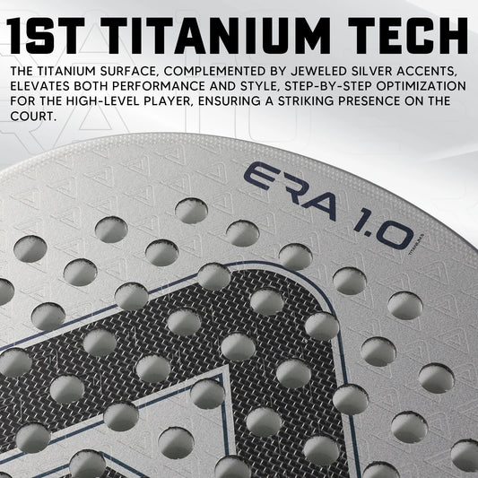 1St Titanium Silver Surface Padel Racket with Precision Holes,Intelligence Rebound Cork High-Performance Pala De Padel