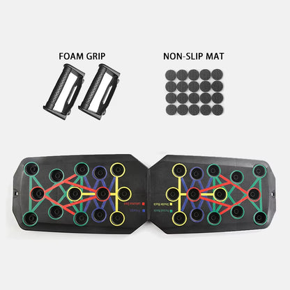 Portable Foldable Push-Up Board with Handles - Multifunctional Fitness Equipment for Comprehensive Chest, Abdomen, Arms, and Back Training