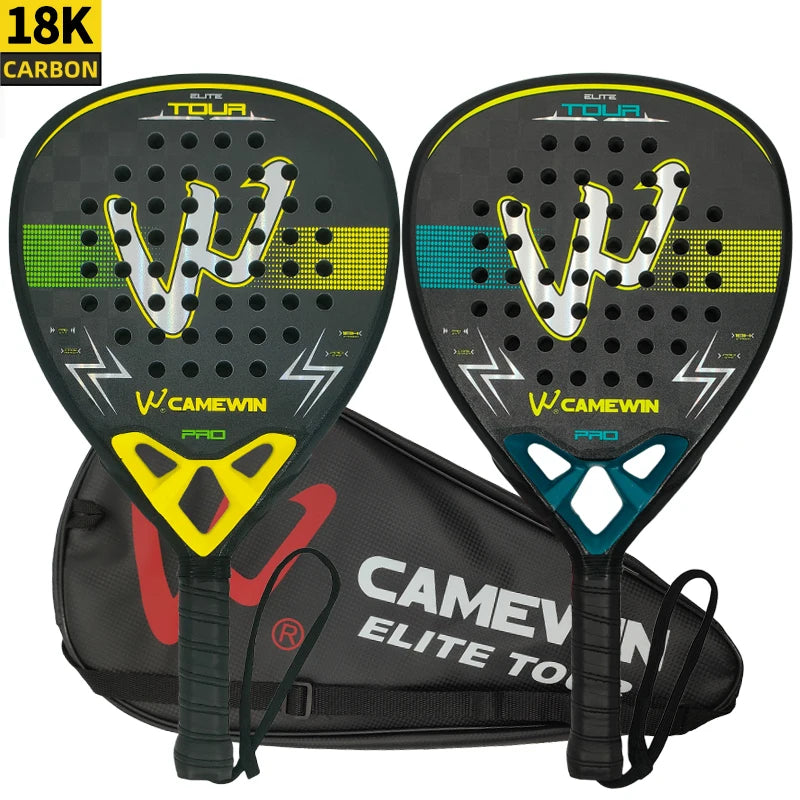 18K Carbon Fiber Padel Racket with EVA Elastic Memory Foam Core - Lightweight Tennis Paddle